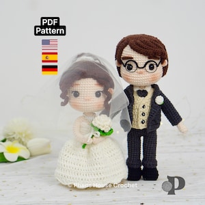Bride and Groom Crochet Pattern, Wedding Amigurumi Couple, Step by Step PDF