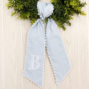 Embroidered Initial Ric Rac Wreath Sash, Personalized Front Door Decor