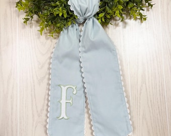 Embroidered Initial Ric Rac Wreath Sash, Personalized Front Door Decor