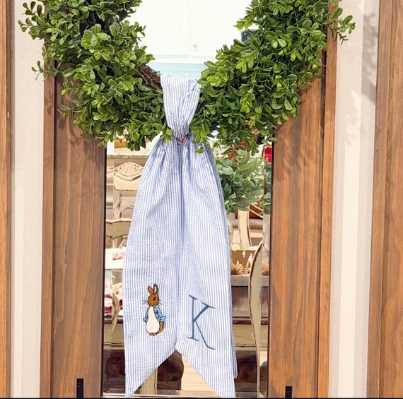 Monogram Easter Wreath Sash, Bunny Front Door Decor