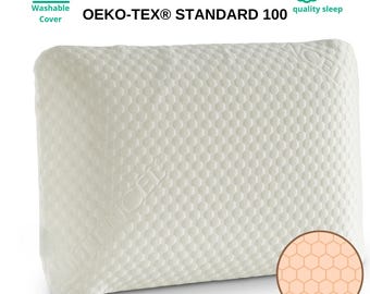 Almohada de espuma viscoelástica Tencel: almohada ortopédica para el cuello con certificación Oeko Tex