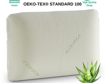 Almohada viscoelástica de aloe vera – Soporte cervical ortopédico (60 x 40 cm)