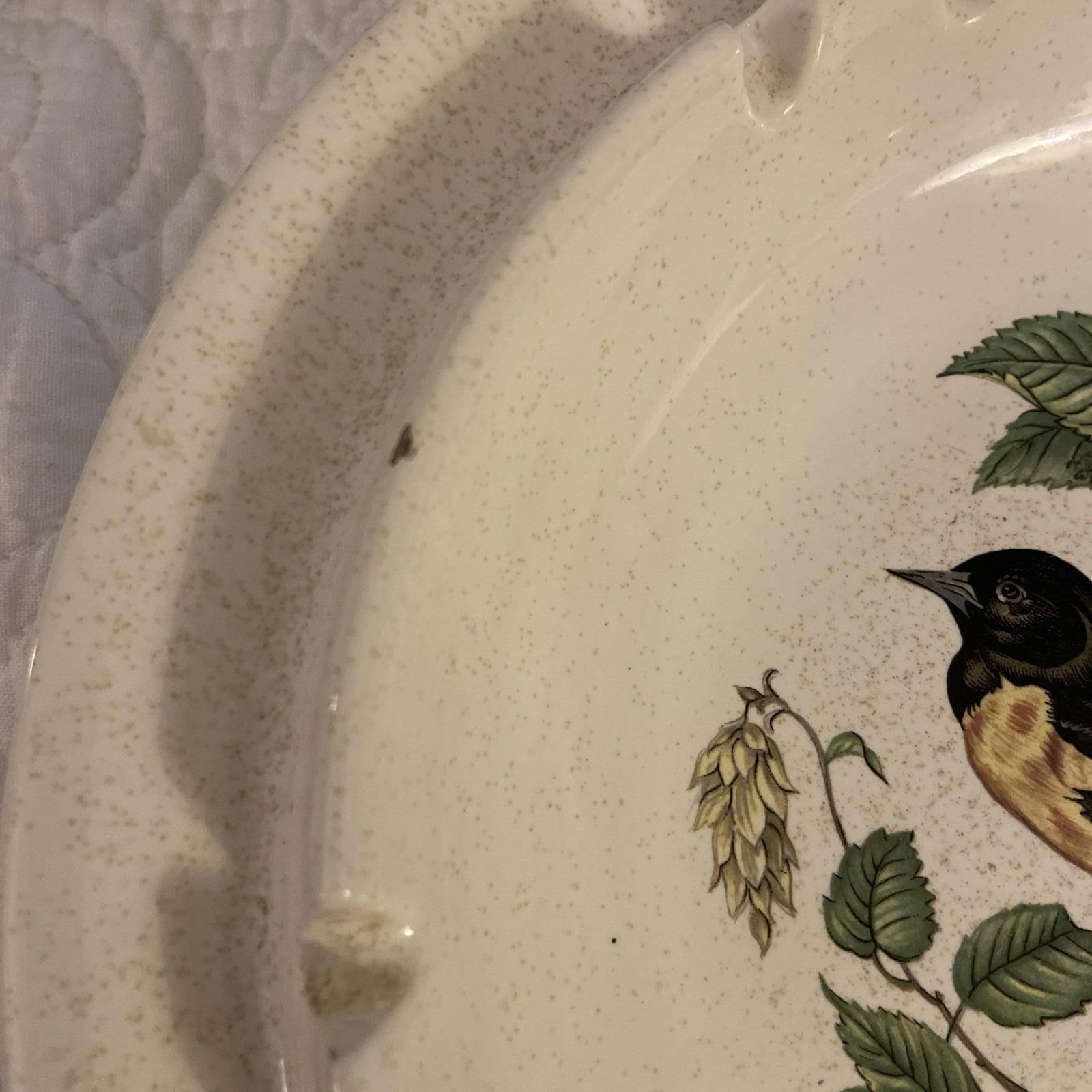Vintage VTG Hyalyn Pottery Ashtray Black Bird With Yellow Made USA