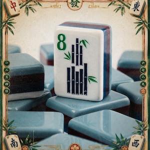 Blå fyrlagers akryl amerikansk stil Mahjong med blommönsterdesignplattor för hemunderhållning bild 5