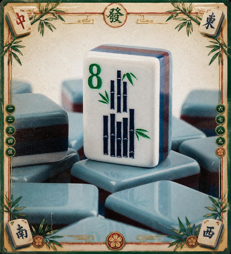Blå fyrlagers akryl amerikansk stil Mahjong med blommönsterdesignplattor för hemunderhållning bild 5