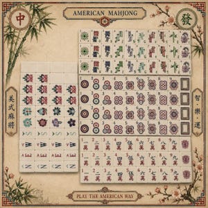 Blå fyrlagers akryl amerikansk stil Mahjong med blommönsterdesignplattor för hemunderhållning bild 3
