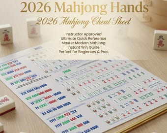 Utskrivbart fusklappsblad för Mahjong 2026, Handguide för NMJL-kort 2026, Nybörjarvänlig Mahjonghjälp, Referens för amerikansk Mahjong, Mahjongälskare