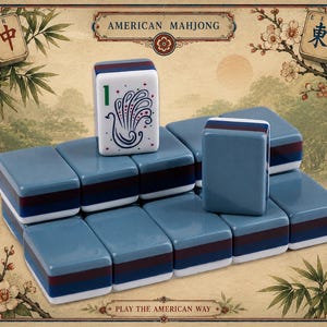 Blå fyrlagers akryl amerikansk stil Mahjong med blommönsterdesignplattor för hemunderhållning bild 4