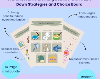 ADHD Morning Routine Chart | Calm Down Choice Board (Digital Download A4 Sizing)