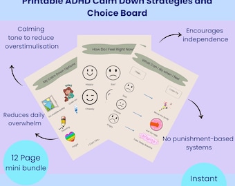 ADHD Calm Down Choice Board | Neurodivergent Kids, Emotional Regulation (Printable PDF)