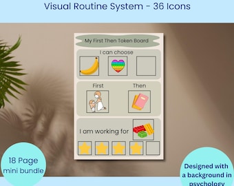 First Then Board with Tokens, Visual Schedule for Autism & ADHD, ABA Therapy Tool, Positive Reinforcement Token Board, Neuroaffirming