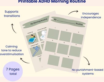 ADHD Morning Routine Checklist for Kids | Printable Visual Schedule (Neurodivergent Friendly)