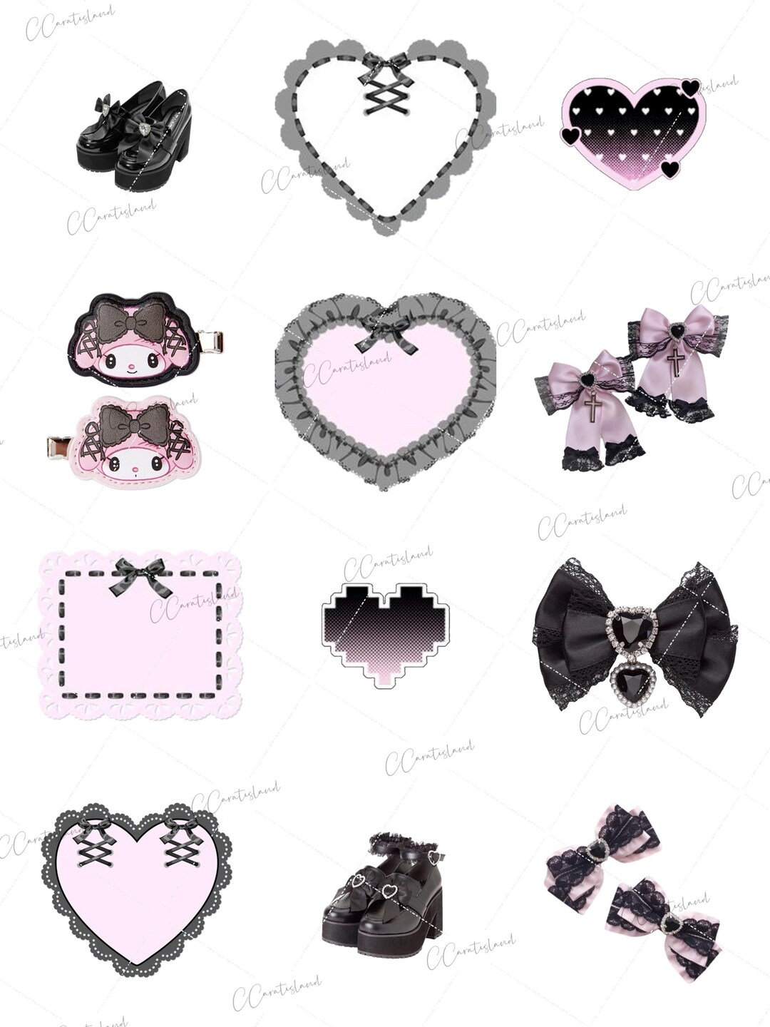 Coquette Kawaii Pink Bow Clipart Bundle, My Melody Inspired Cute ...