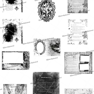 Vintage Gothic Scrapbook Clipart Bundle, Dark Aesthetic Frame Set for Junk Journal, Collage Art, Victorian Decoration Elements, Digital Down