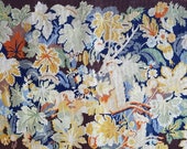 Great large vintage finished needlepoint Deer in vines Modern Lurcat style 25.6 x 41.6 quot