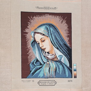 【専用】vintage the Virgin Mary tapestry Beautiful Vintage Hand Stitched Needlepoint Tapestry in a