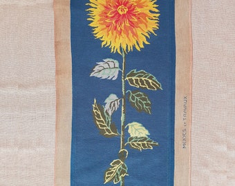 Huge panel finished vintage tapestry modern sunflower completed needlepoint French tapestry 53.2" x 20.2"