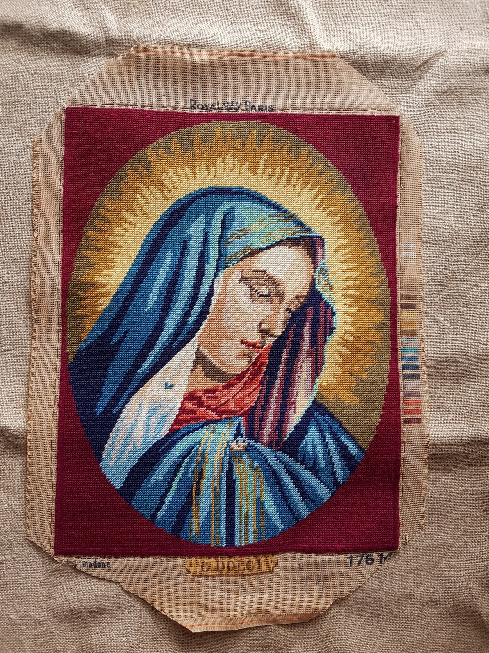 Virgin Mary Vintage Needlepoint Finished Unframed Religious | Etsy