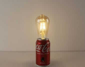 Upcycled Coca-cola Can LED Table Lamp - Unique Soda Pop Art USB