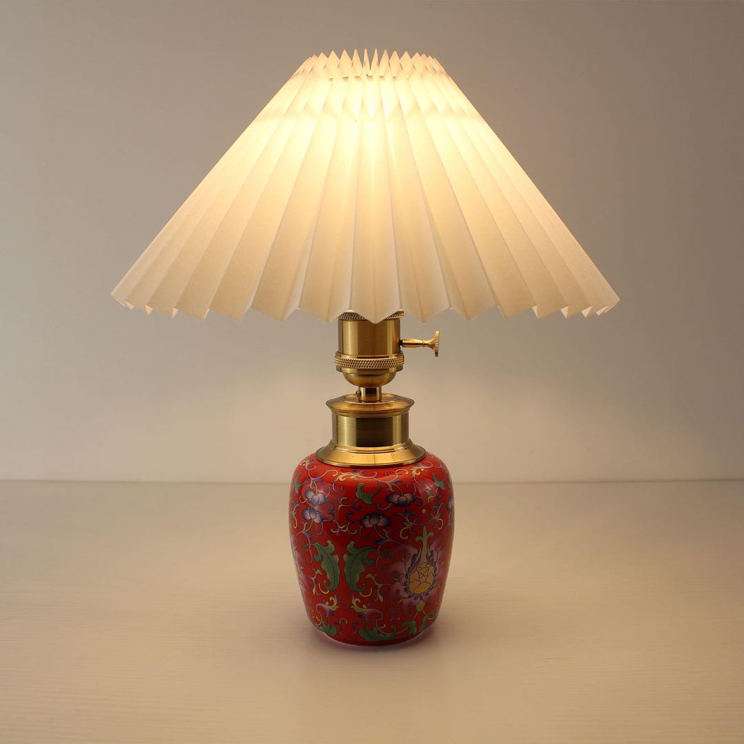 Handcrafted Chinoiserie Cordless Table Lamp, Enamel Tea Jar Light - Etsy