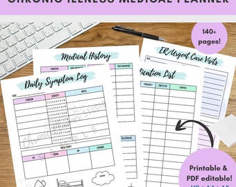 Chronische ziekteplanner | Digitale medische organizer (invulbare pdf, afdrukbaar)