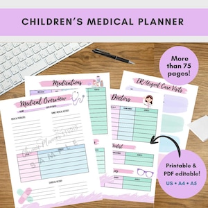 Children's Medical Planner | Printable & Digital Health Organizer for Kids | ADHD, Autism, Asthma, and Chronic Illness Tracker