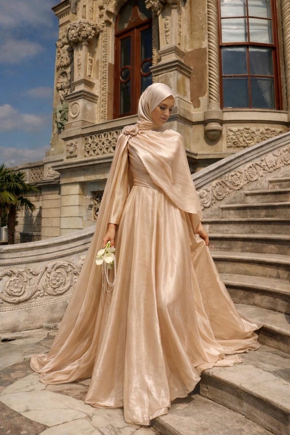 champagne colour dress for wedding Couture Champagne Wedding Dresses: Cucculelli Shaheen Embroidered A-Line Gown