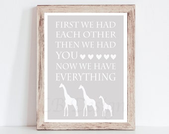 Gender Neutral Giraffe Nursery Decor, Gray and White Safari Nursery Print, Gray Jungle Nursery Art, Gender Neutral Baby Shower Gift-Unframed