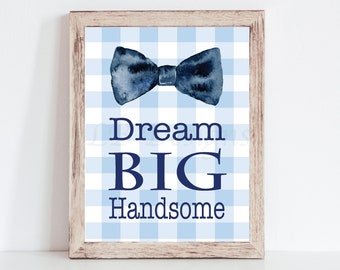 Classic Boy Bow Tie Nursery Decor, Boy Nautical Baby Room Art, Blue Bow Tie Baby Shower Decor - Unframed