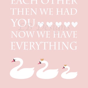 Baby Girl Swan Princess Nursery Decor, Blush Pink Swan Family Print ...