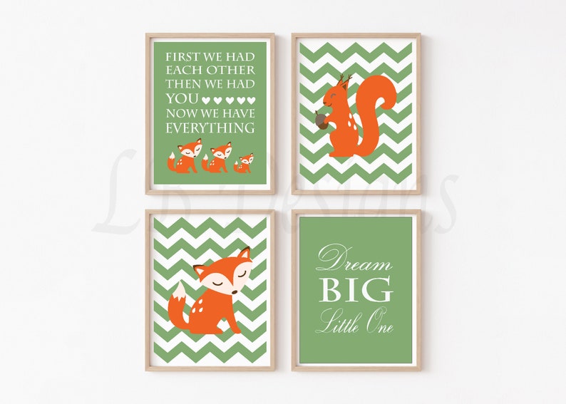 Boy Woodland Animals Nursery Prints Baby Boy Fox Family Etsy