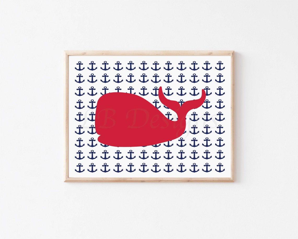 Boy Whale Nursery Print Boy Nautical Nursery Decor Boy Etsy