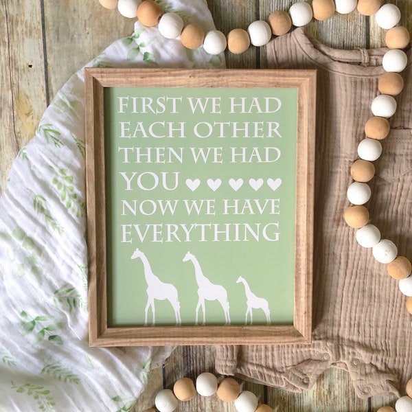 Gender Neutral Giraffe Nursery Decor, Sage Green Safari Nursery Print, Neutral Baby Room Decor, Neutral Safari Baby Shower Gift -UNFRAMED