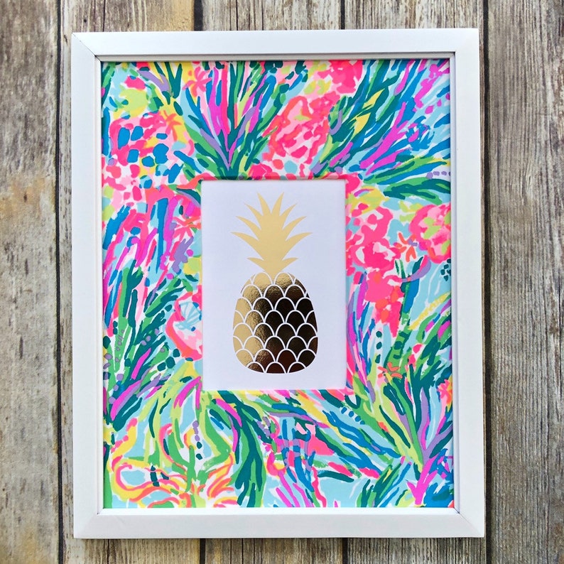 Colorful Mermaid Nursery Wall Decor Lilly Pulitzer Fan Sea Pants Fabric Pineapple Bedroom Gold Foil Print Preppy Girl