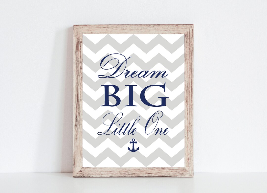 Baby Boy Nautical Anchor Nursery Decor, Navy and Gray Baby Room Art