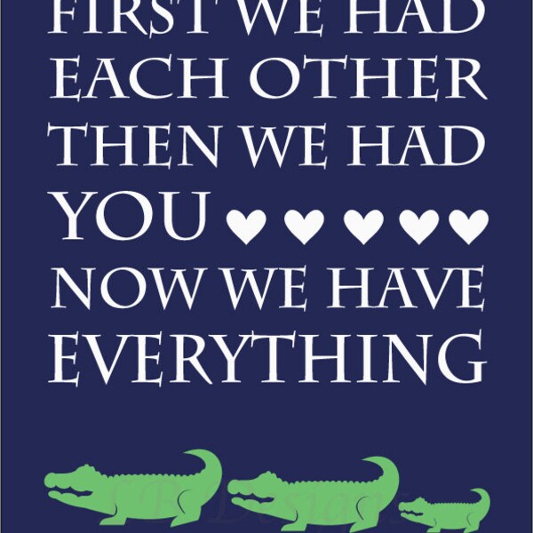 Navy Blue and Green Alligator Nursery Quote Print - 11x14