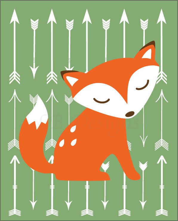 Baby Boy Green Woodland Nursery Art Boy Fox Nursery Decor Etsy