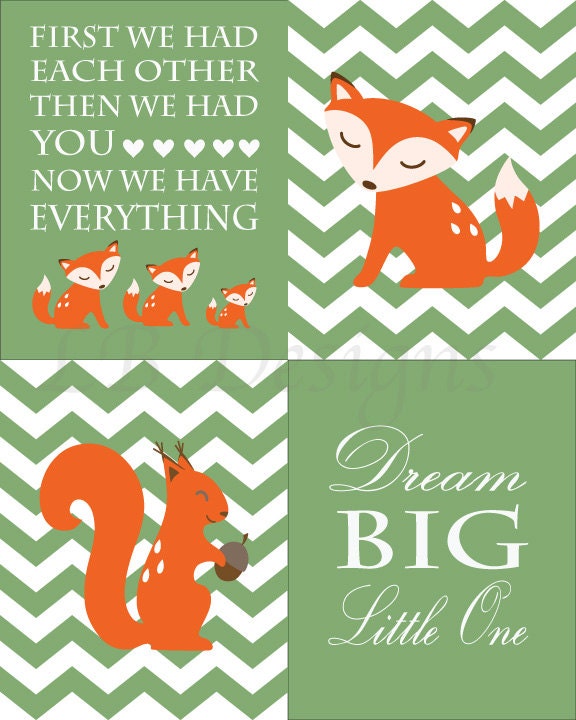 Boy Woodland Animals Nursery Prints Baby Boy Fox Family Etsy