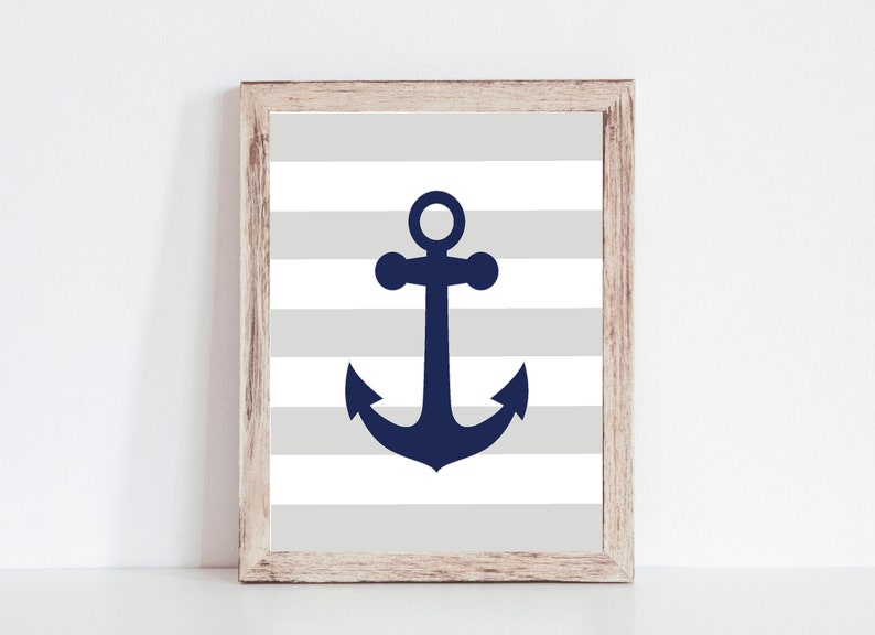Baby Boy Nautical Nursery Decor Navy Blue Anchor Nursery Art Etsy