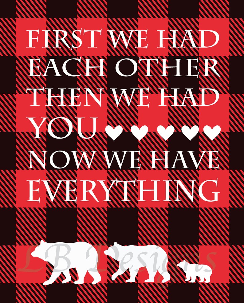 Baby Boy Bear Nursery Decor Red and Black Buffalo Plaid Etsy
