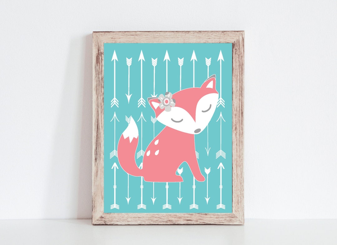 Baby Girl Fox Nursery Print Girl Woodland Nursery Decor Etsy