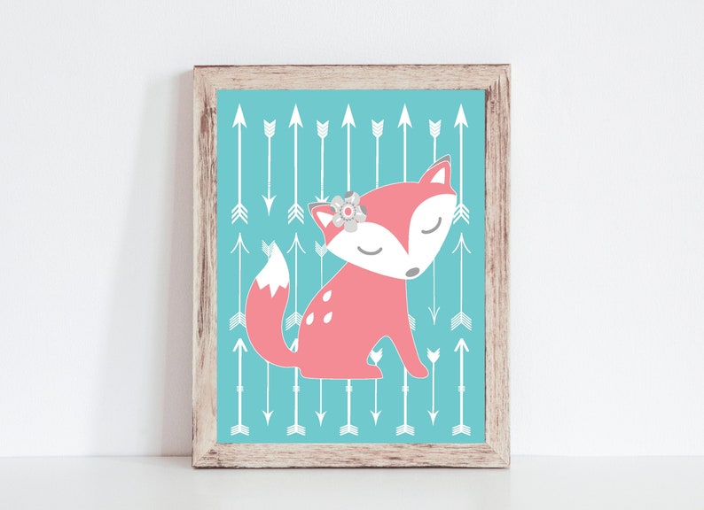 Baby Girl Fox Nursery Print Girl Woodland Nursery Decor Etsy