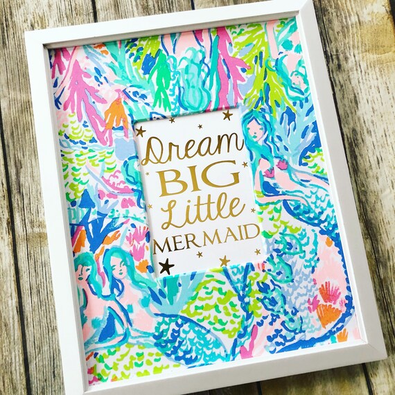 Mermaid Nursery Decor Girl Nursery Decor Lilly Pulitzer Mermaid Cove Fabric Gold Foil Print Preppy Girl Bedroom Decor Mermaid Bedroom