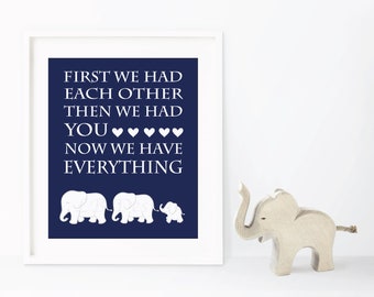 Boy Safari Elephant Nursery Print, Navy Blue  Safari Animals Nursery Decor, Boy Jungle Nursery Wall Art, Elephant Baby Shower Gift- Unframed