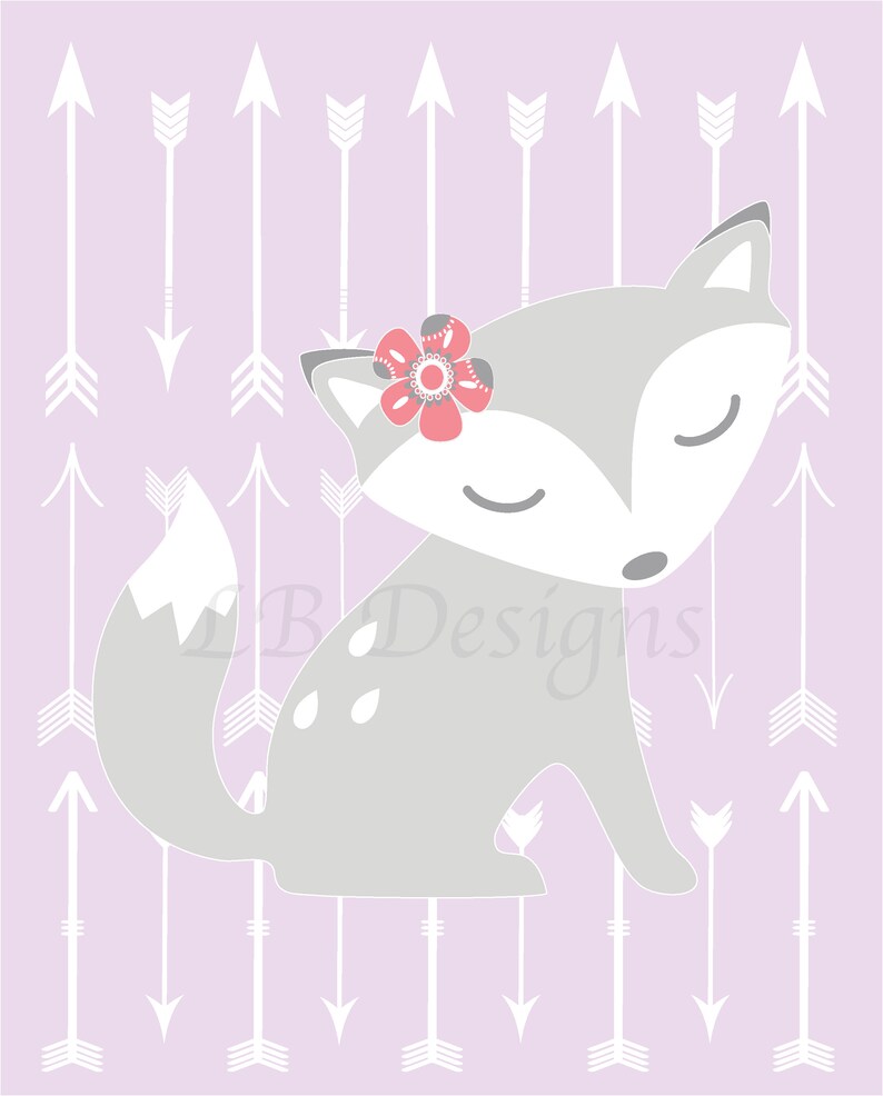 Baby Girl Fox Nursery Print Girl Woodland Nursery Decor Girl Etsy