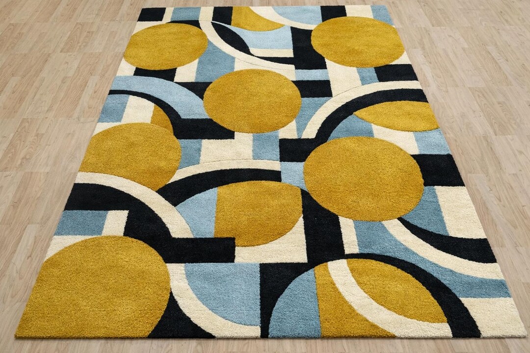 Abstract Geometric Pattern Rug Hand-tufted Wool Area Rug: Abstract Geometric Design - Etsy