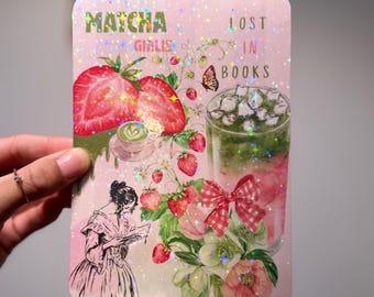Matcha Girlie  Kindle Insert, Strawberry Booktok E-reader, decoration, kobo, accessories