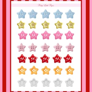 Pastel Star Button Stickers | Journal, Planner, Scrapbook Crafting Supplies