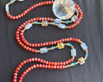 Red Crystal Waist Beads | Handmade African Waist Beads | Red & Gold Belly Chain | Feminine Body Jewelry | Waist Beads for Women