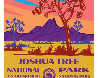Joshua Tree National Park Poster | Vintage WPA Style Travel Poster | 8 ...